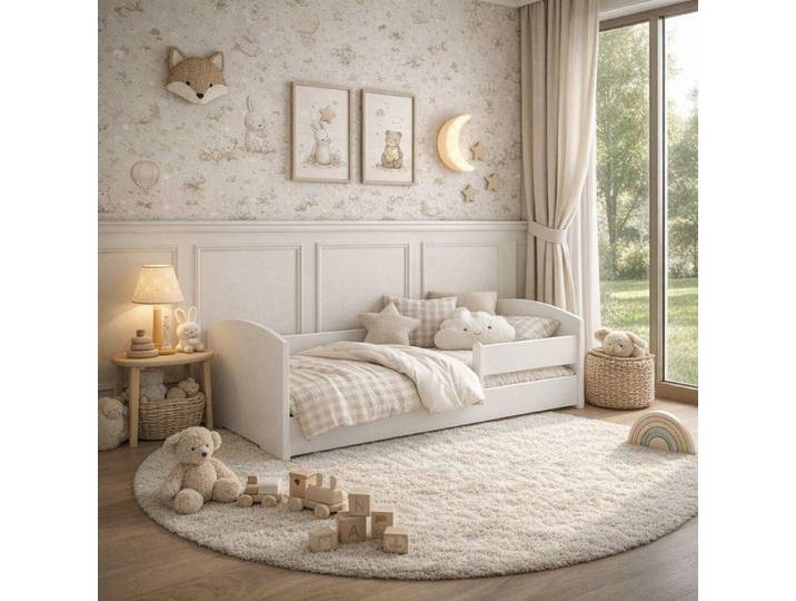 Lit enfant Montessori 60x120 avec barrière – Lit au Sol couleur blanche LEO
