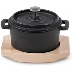 Freyersbacher Mini Cocotte 9 cm Gusseisen Kleiner Emaille Topf Handgeschmiedet, Pfanne + Kochtopf