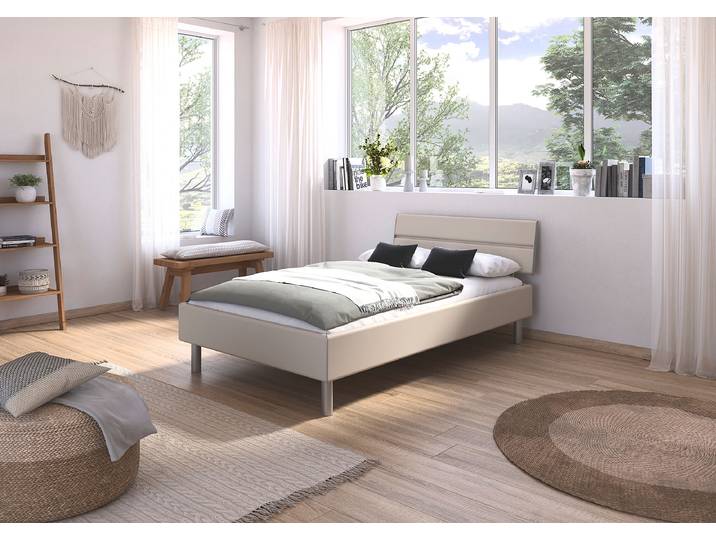 Bettgestell Mavi 120 x 200cm Spanplatte, lackiert Beige/Kaschmir