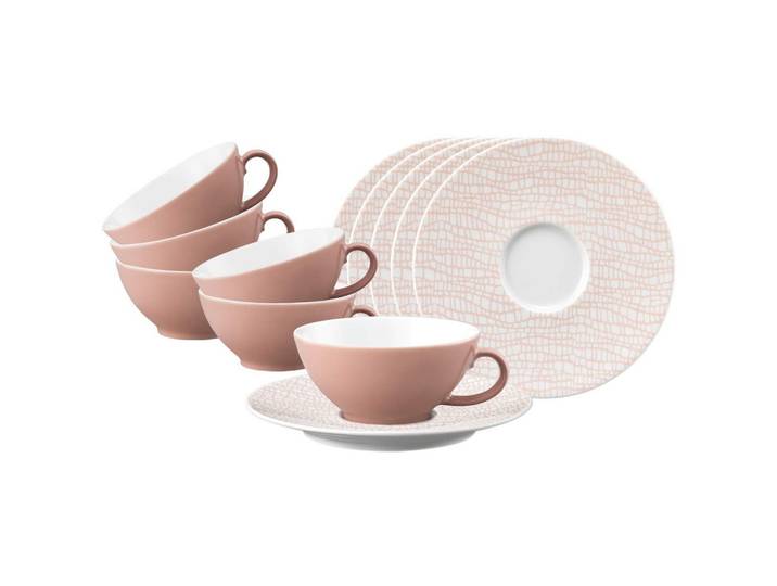 TEETASSEN MIT UNTERTASSEN Life Fashion Posh Rose 140 ml 6er Set