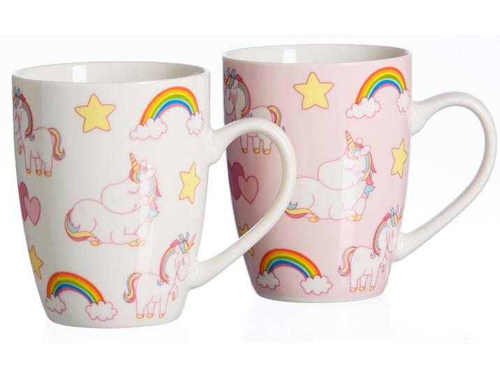 Becher RITZENHOFF & BREKER Unicorn , rosa (weiß, rosa), H:11cm, Porzellan, Trinkgefäße, Becher, 6-teilig