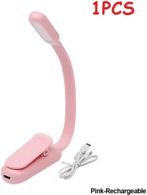 Inspire Curations Rechargeable Mini Clip On Book Light Flexible LED Bedside Reading Lamp pink Charge 1pcs
