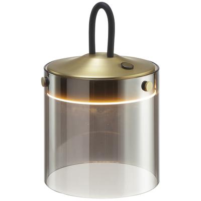 LUMICOUTURE LED Tischleuchte "Lumeo", gold (messingfarben, rauchglas), 1, Ø 13cm H: 12cm, 1 Stk., Leuchten, Ø 13 cm x 12 cm, 220 lm 3000 K, Glas Metall, messingfarben Rauchglas, LED Tischleuchte