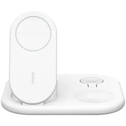 Belkin BoostCharge 15 W 3-in-1-Ladestation mit Qi2, weiß