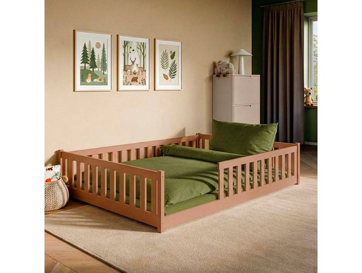 Lit au sol 140x200 sommier inclus Maya Marron