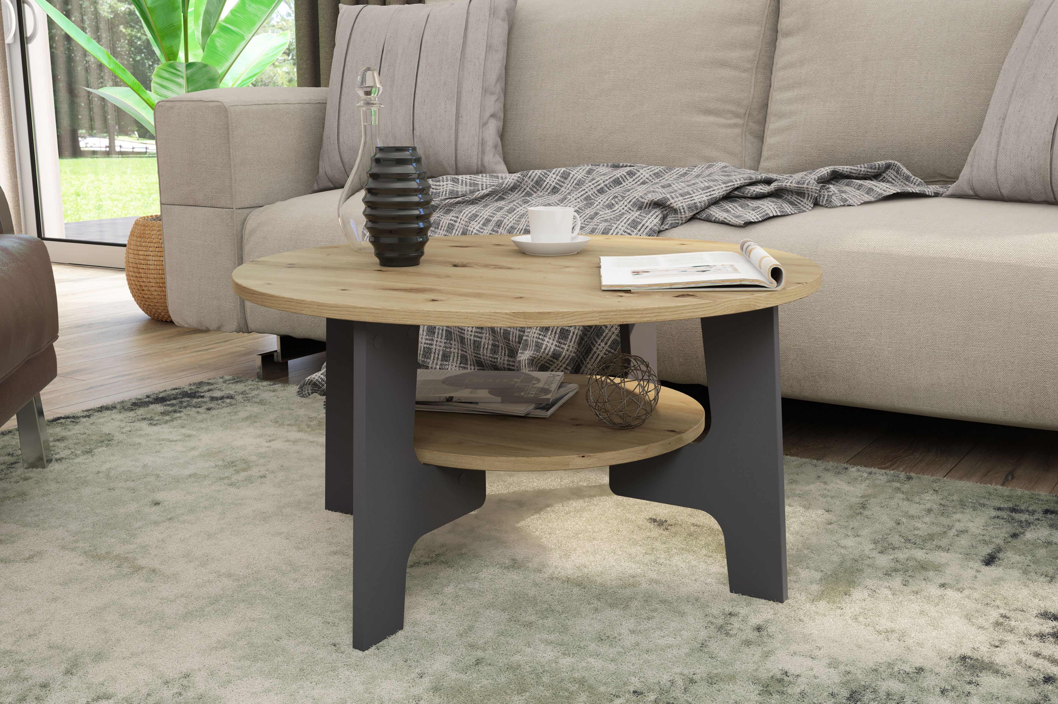 Couchtisch BYLIVING "JONNY", braun (artisan eiche (eiche, optik), artisan eiche (eiche, optik)), B:80cm H:43cm T:80cm, Tische, Couchtisch, Artisan Eiche, Old Wood oder weiss, Ablageboden artisan eiche (eiche, optik), artisan eiche (eiche, optik) B/H/T: 80
