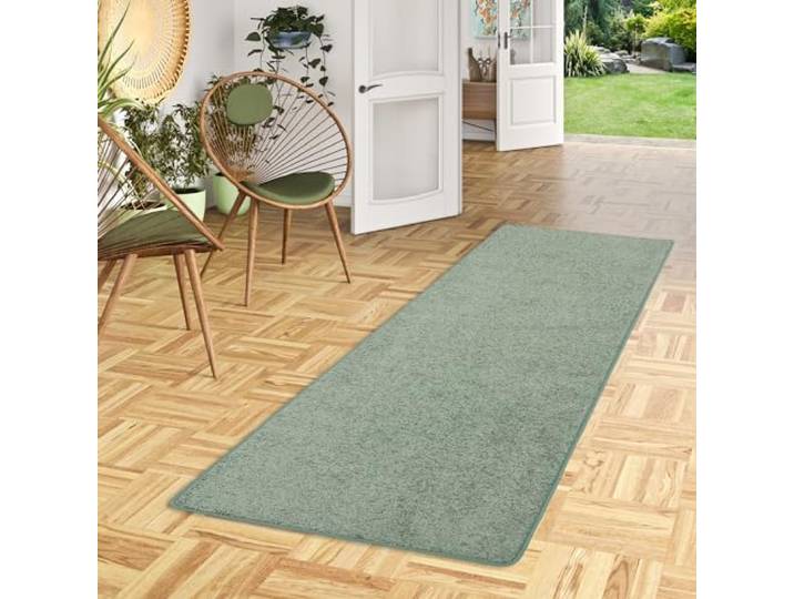 Snapstyle Teppichläufer Hochflor Langflor Teppich Läufer Cottage Mintgrün für Flur und Wohnraum Pflegeleicht