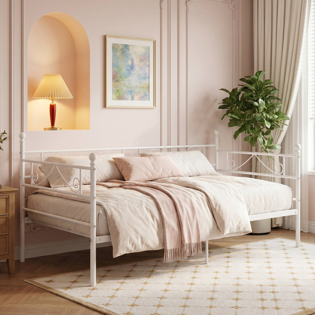 Fernleaf Metal Daybed White 85cm H X 93cm W X 197.5cm L