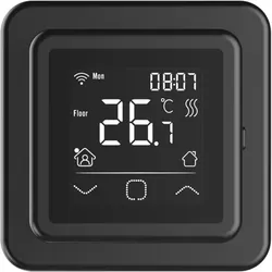 Riberger C16 WiFi Thermostat Fußbodenheizungen digital WLAN, Schwarz,  Raumthermostat 230V inkl. Sensor für elektrische Fußbodenheizungen