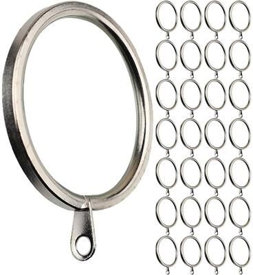 Meriville 2-Inch Inner Diameter Metal Flat Curtain Rings with Eyelets