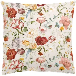 DEKOKISSEN Blumen Aquarell Vintage Muster auf Beige 40/40 cm