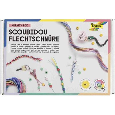 Folia Scoubidou Flechtschnüre KREATIV BOX, 150 Flechtschnüre und Zubehör