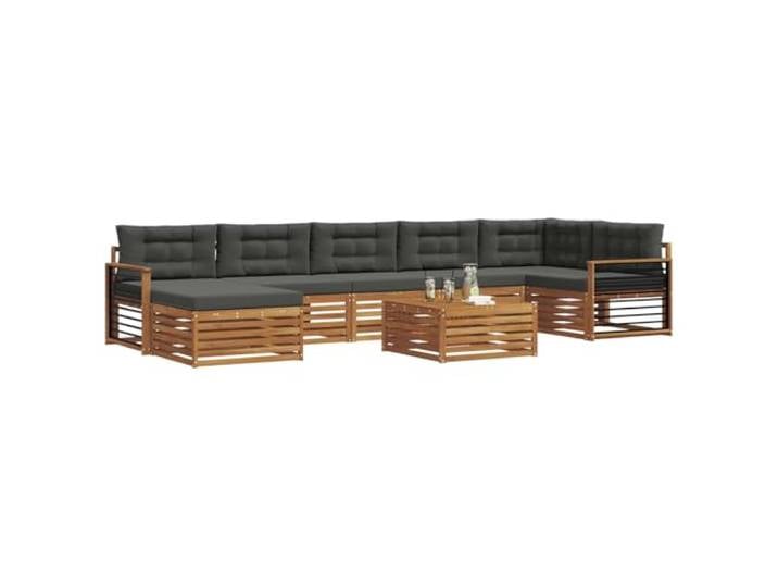 KTHLBRH Set für Outdoor-Sofas, 8-teilig, Akazie Massivholz, modulares Design, Lattenrost-Rückenlehne, für Garten und Terrasse