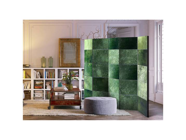Paravent Green Puzzle Fleece Grün 225 x 172 x 3cm 5-teilig