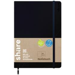share 4-0014001 Notizbuch blanko Schwarz 192 Blatt DIN A5