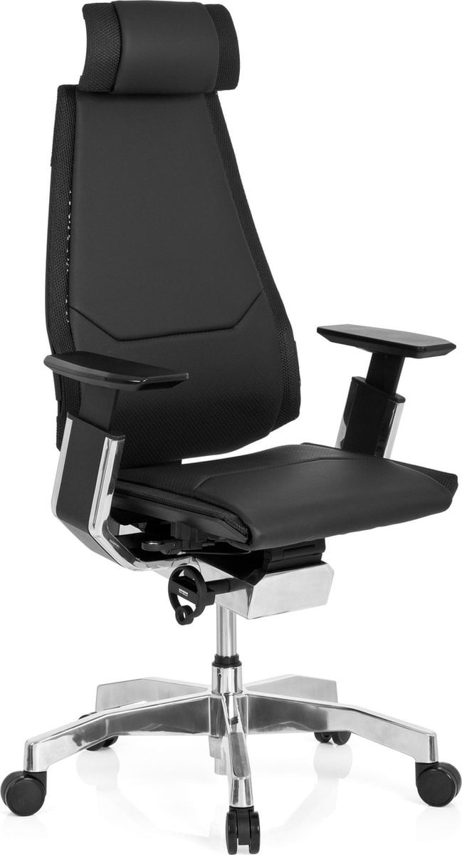 hjh OFFICE Genidia Pro ergonomische bureaustoel - Leder - Zwart