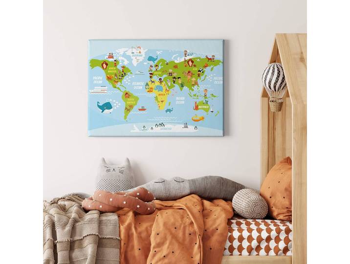 Impression sur toile Kids World Polyester PVC / Épicéa Bleu 70 x 50cm