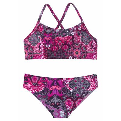 Bustier-Bikini BUFFALO "Shari Kids", Mädchen, Gr. 122/128, N-Gr, lila (aubergine, bedruckt), Polyamid, Paisleymuster, Bikini-Sets, mit verspieltem Print