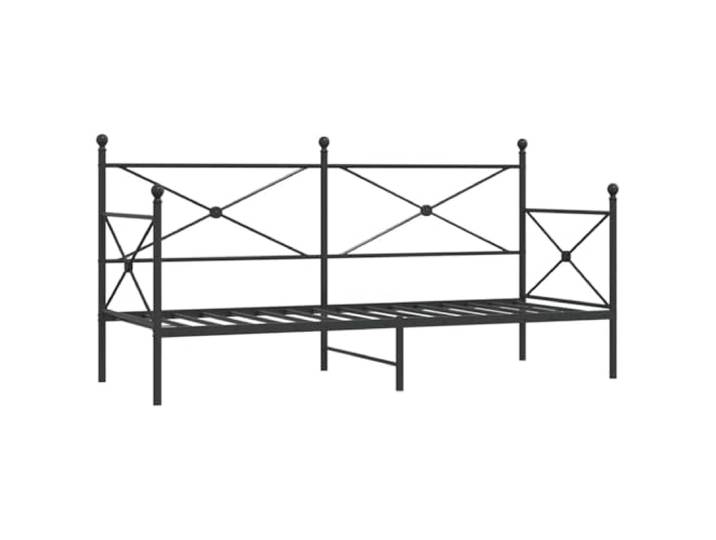 Stahl Tagesbett ohne Matratze Schwarz 75x190 cm mit Stauraum und Lattenrost