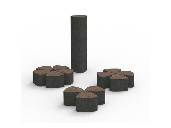Pouf modulable Flower tissu non feu M1 - Gris