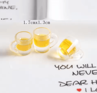 Inspire Picks 10pcs Miniature Beer Glass Set Resin Dollhouse Drink Accessories high(1.3cm) F
