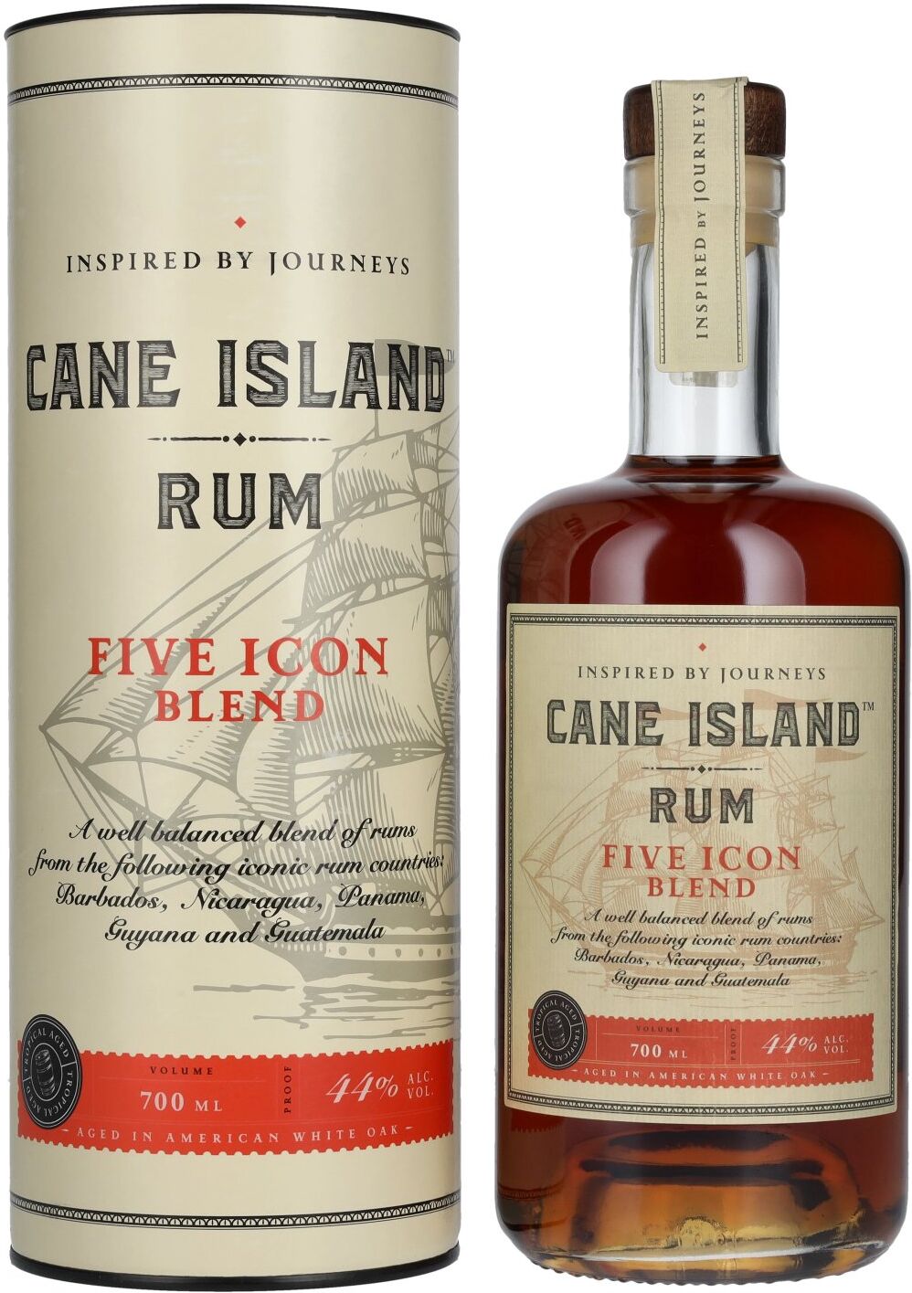 Cane Island Rum Cane Island FIVE ICON BLEND Island Rum 44% Vol. 0,7l in Geschenkbox
