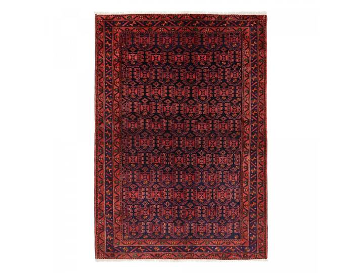 Tapis D'Orient\, 143 X 200 Cm\, Motif Oriental\, En Laine Véritable Nouée Main\, Rouge\, Bleu Et Noir\, Artisanal