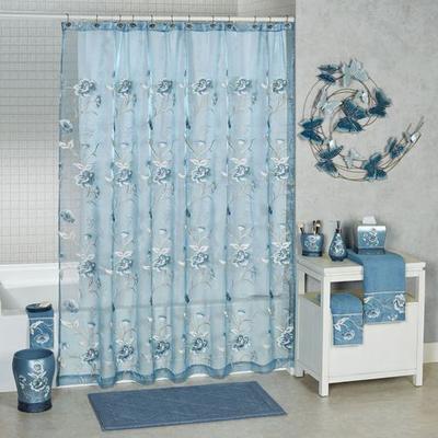 Popular Bath Product Dublin Rose Sheer Shower Curtain Blue 72 x 72, 72 x 72, Blue