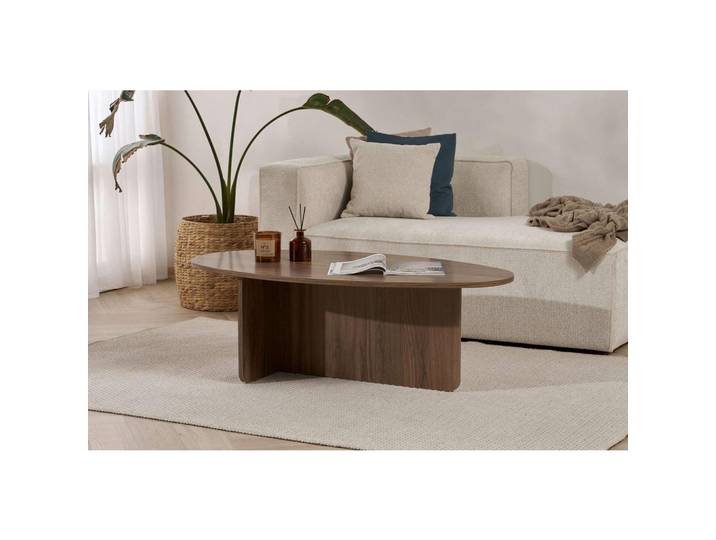 Mid.you Couchtisch, Walnuss, Holzoptik, Freiform, 40x65x120 cm, Wohnzimmer, Wohnzimmertische, Couchtische