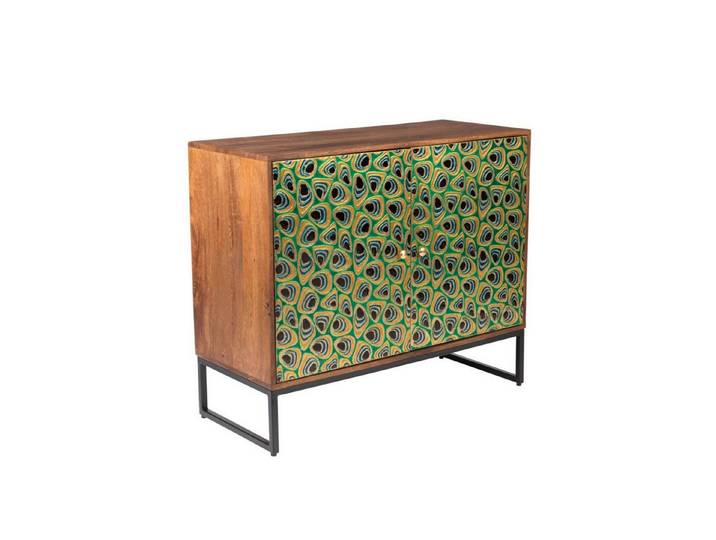 Dutchbone Stauraumschrank Sideboard Vintage Meena Mangoholz Metall Peacock