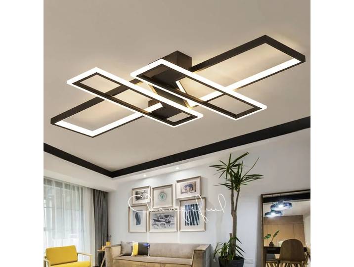 Lustres LED modernes luminaires avec télécommande lustre noir plafonnier pour salon chambre cuisine maison