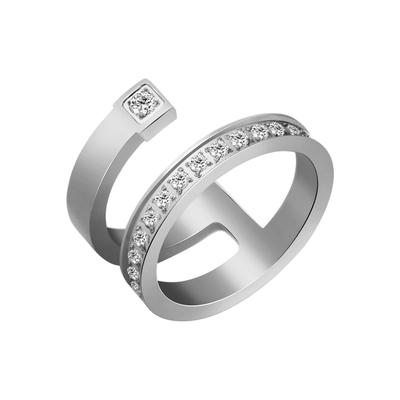 Fingerring AKZENT "Silvie, silberfarbig, langlebig" Gr. 54, silber (silberfarbig), Fingerringe, Damen, 54, Edelstahl, Fingerring