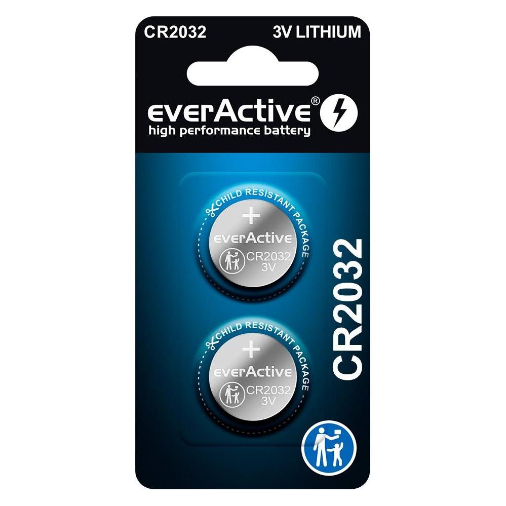 Lithiumbatterie mini everActive CR2032- Blisterverpackung 2 Stk. (2 Stk., CR2032, 220 mAh) (CR20322BL)