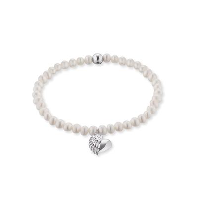 Perlenarmband ENGELSRUFER "HERZFLÜGEL CHARM", bunt (silberfarben, weiß), Armbänder, Damen, 17cm, Perlen Silber 925 (Sterlingsilber) TPU (Thermoplastisches Polyurethan), Perlen, Silber 925 (Sterlingsilber), TPU (Thermoplastisches Polyurethan),...