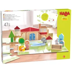 HABA 1306781001 Bausteine Puzzle-Bauernhof, 47-teilig