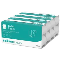 Wepa liquify Kleinrollen 3-lagig weiß Großpaktet 64 Rollen 64 Rollen/Paket x 250 Blatt, hochweiß, wasserlöslich