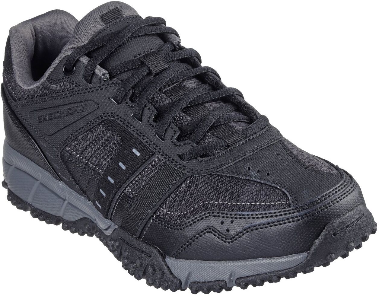 Schnürschuh SKECHERS "URBAN TRAX", Herren, Gr. 39, schwarz (schwarz, grau), Leder, Synthetik, Schuhe Schnürschuh, Outdoorschuh, Sneaker mit gepolsterter Innensohle schwarz, grau 39