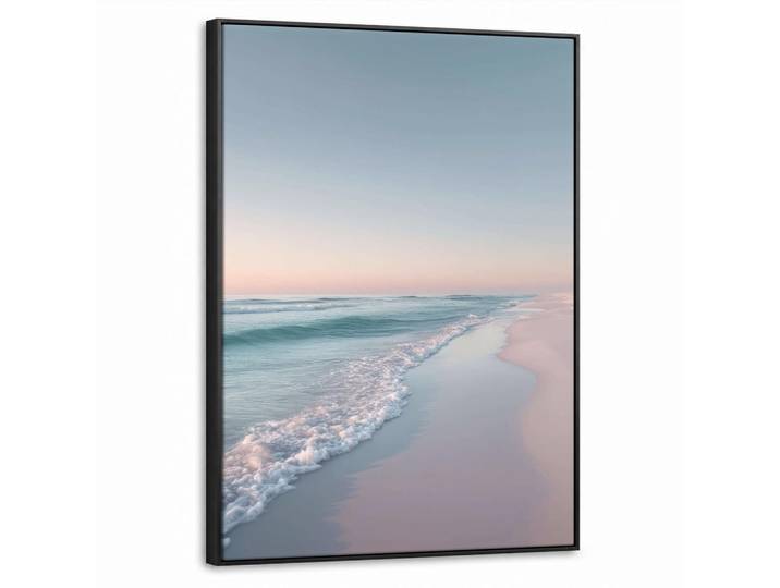 MuchoWow Leinwand Bilder mit Rahmen - Küstenlinie - Pastell - Wasser - 60x80, Pastellblau, Rechteckig, 60x80 cm, gerahmt, Bilder & Rahmen, Bilder, Leinwandbilder