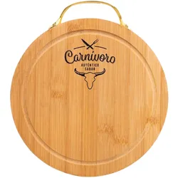 Rundes Bambus Schneidebrett - stilvolles Küchendesign mit Saftrille - 22x22x2cm, robust, vielseitig für Obst, Gemüse, Brot & Frühstück