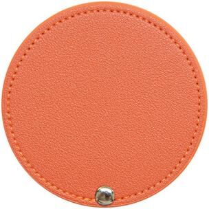 Fusion Finds Portable Pocket Makeup Mirror Round PU Leather Compact Travel Cosmetic Mirror orange