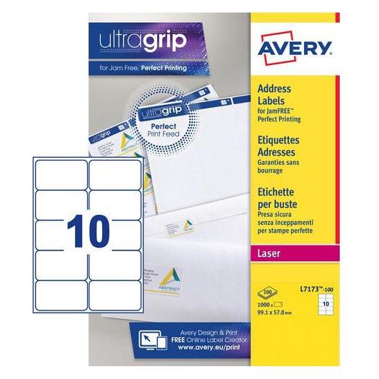 Avery Dennison Etiquette d'adresse, 99,1 x 57 mm, blanc (L7173-100.FR)