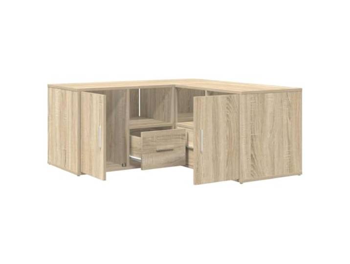 TUERYAFEK Eckregal Sonoma-Eiche 160x40x45 cm Holzwerkstoff 2 Montagemöglichkeiten, L-Form oder breit, Fächer und Schubladen, starke Oberplatte, pflegeleicht