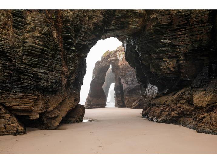 Fototapete PAPERMOON GROTTE-FELSEN EBBE SPANIEN TUNNEL STRAND DUNEN MEER , bunt, B:2,5m L:1,86m, Vlies, Tapeten, Fototapete