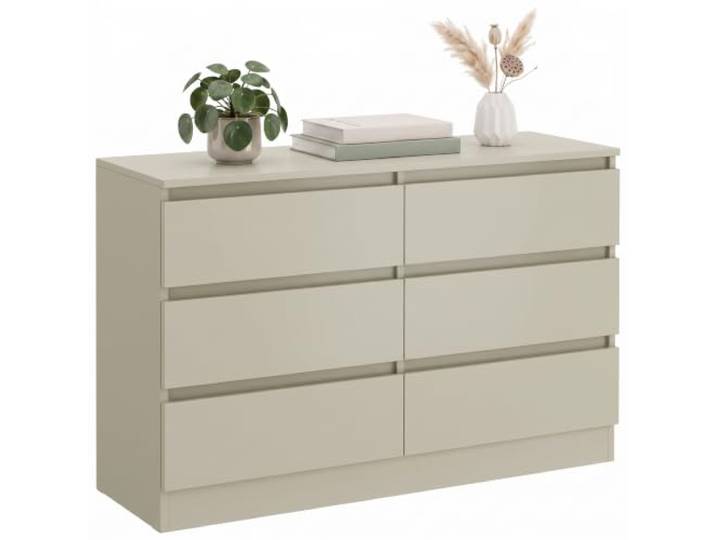HOMCOM Kommode mit 6 Schubladen, Moderne Doppelkommode für Schlafzimmer und Wohnzimmer, 100 x 35 x 69 cm, Hellbraun