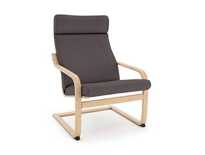 Vinylla Housse de rechange pour fauteuil Ikea POÄNG (Design coussin 3\, Coton\, Gris foncé)