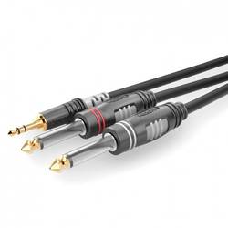 Sommer Cable HBA-3S62-0150 Klinke Audio Anschlusskabel [1x Klinkenstecker 3.5 mm - 2x Klinkenstecker 6.3 mm (mono)] 1.50 m Schwarz