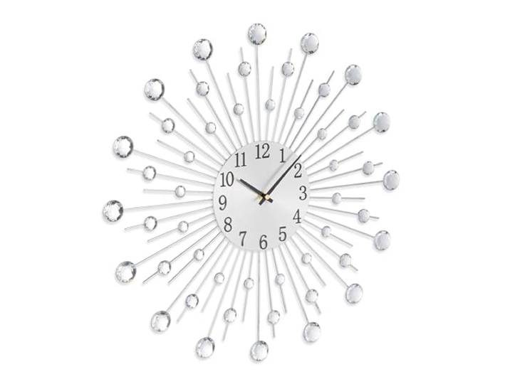 Relaxdays Horloge Murale\, Design argenté\, Fonctionne avec Une Pile\, analogique\, diamètre 50 cm\, pour Le Salon\, argenté