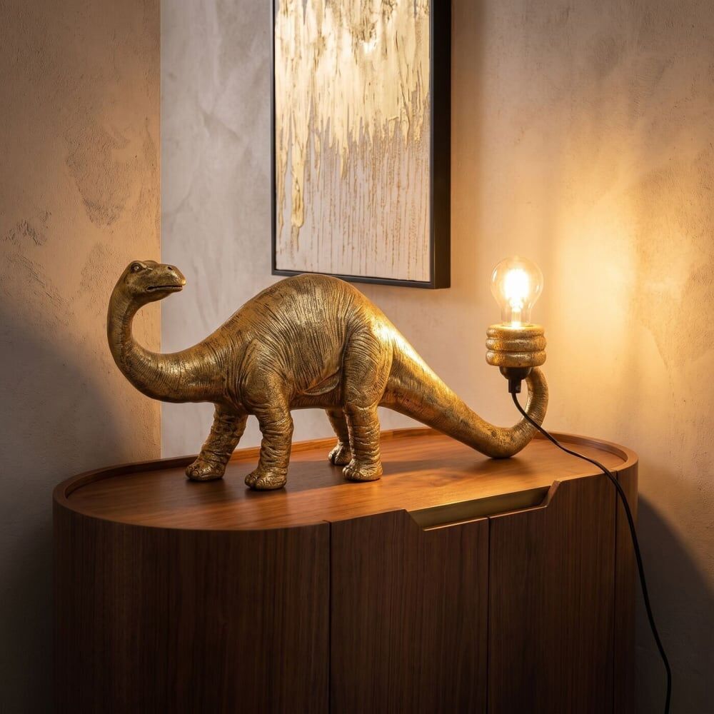 Kare Design Lampe dinosaure en polyrésine dorée Doré 55x25x12cm
