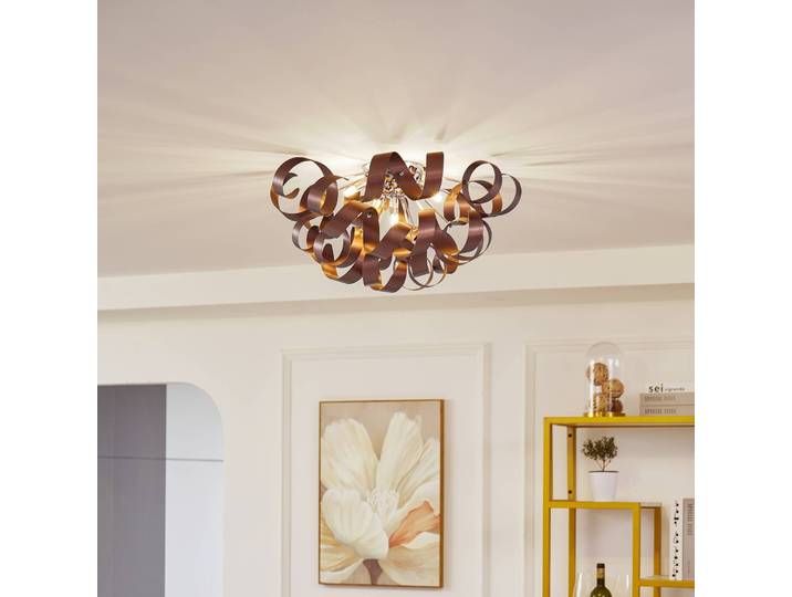 Plafondlamp Kaelor, dimbaar, koper, Woon-/ Eetkamer, Aluminium, Design, plafondlamp