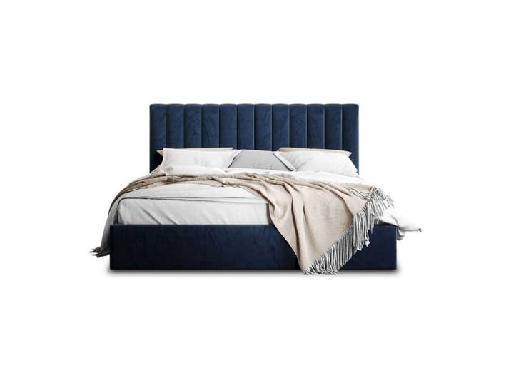 Lit coffre king size 180x200 sommier inclus bleu